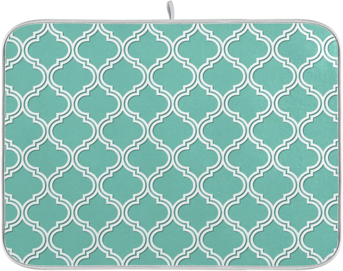 Senya Super Absorbent Dish Drying Mat, Microfiber Fast-Drying Dish Mat, 16/ x 18/ , Kitchen Dish Drying Pad, Seamless Moroccan Pattern