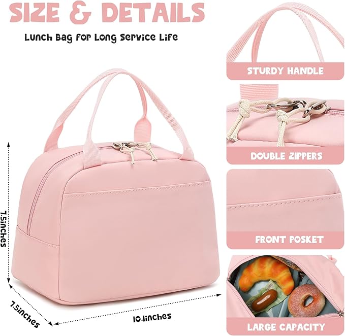 Bluboon Lunch Bag for Women Men Cute Lunch Tote Bags Reusable Insulated Lunch Box Large Capacity Reusable Insulated Cooler for Work Picnic or Travel