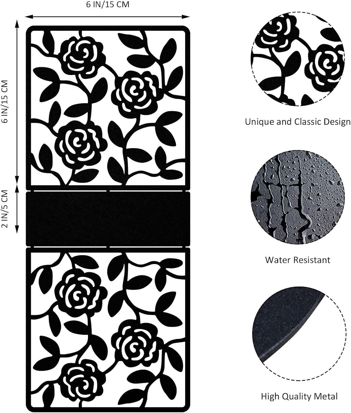 Resama Coffee Filter Paper Holder - Stylish Organizer with Rose Vine Pattern for Kitchen, Cafe, and Office - Decorative Storage Container in Black - Perfect for Home, Dining Room, and Outdoor Use