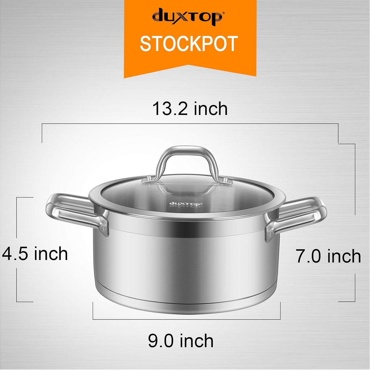 Duxtop Professional Stainless Steel Cookware Induction Ready Impact-bonded Technology (4.2Qt Stockpot)