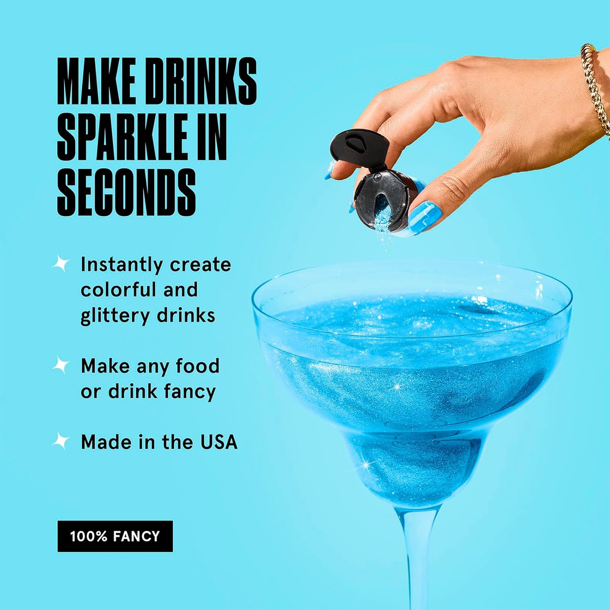 Fancy Sprinkles Aquamarine Blue Premium Edible Glitter, 100% Edible Glitter for Sparkling Food & Drinks No Taste or Texture (4gm)