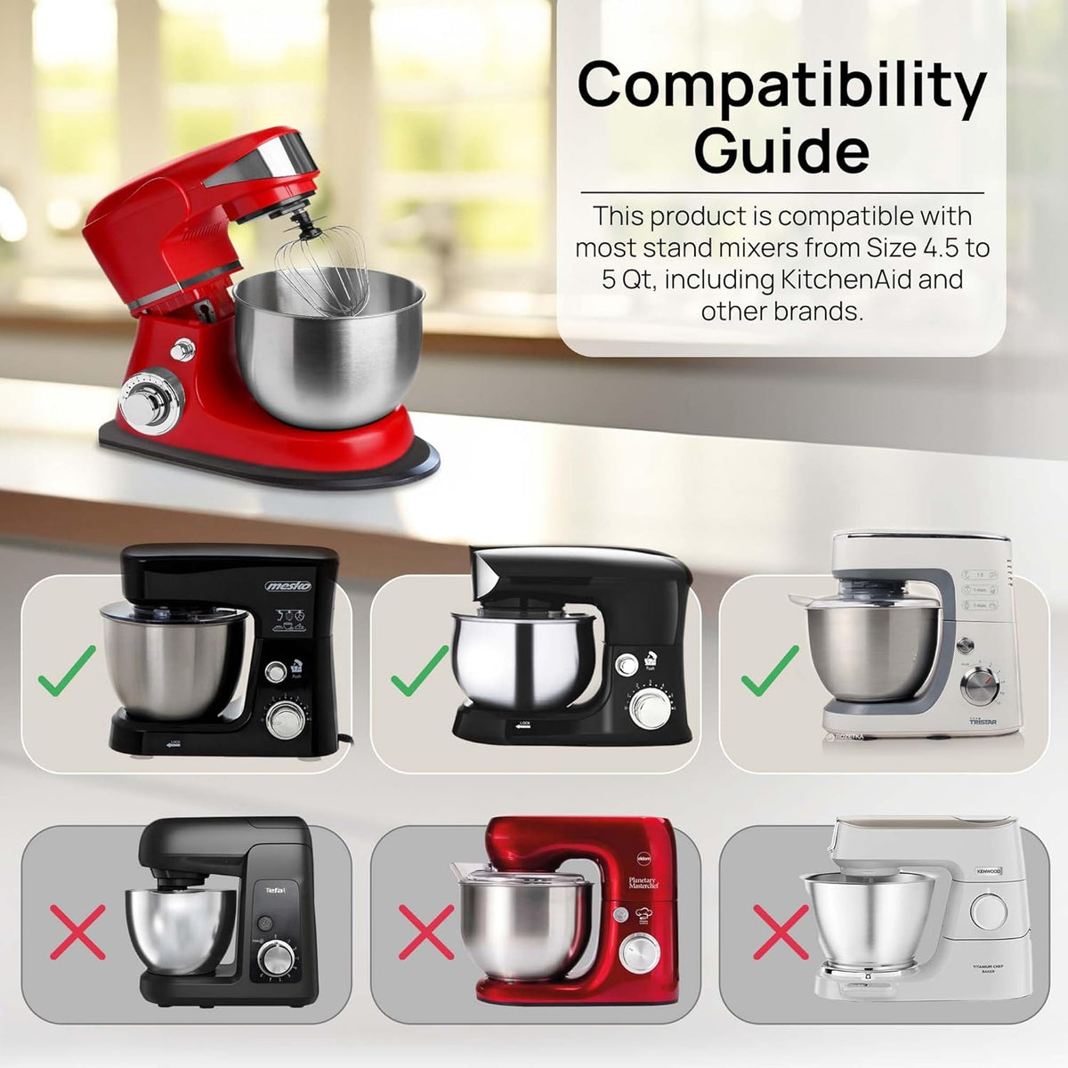 Ibyx Elegant Sliding Tray - Compatible with 4.5 Qt KitchenAid Stand Mixers and Other Heavy Appliances (Black)