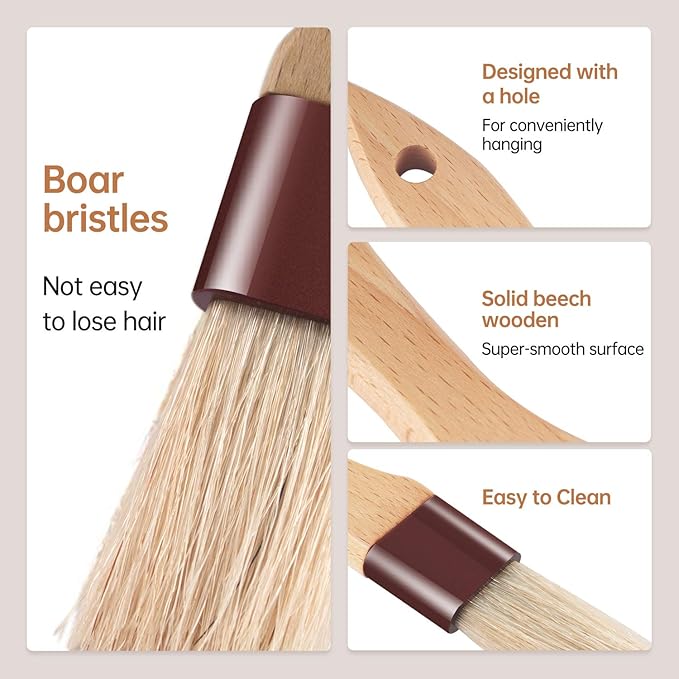 Pastry Brushes for Baking Basting Brush with Boar Bristles and Beech Hardwood Handles Culinary Oil Brush for Barbecue Butter Grill BBQ Sauce Baster Marinade Kitchen Food Cooking Brushes (1 inch)