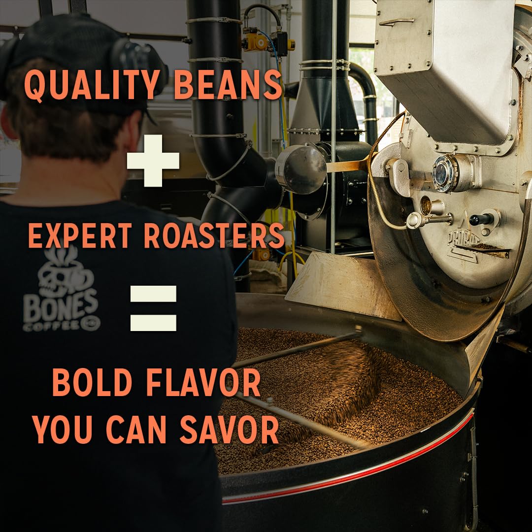 Bones Coffee Company French Vanilla, Creamy Vanilla Flavored Coffee, Medium Roast Low Acid Arabica Beans Compatible with Auto drip and French Press Coffee Maker, 12 Oz Ground