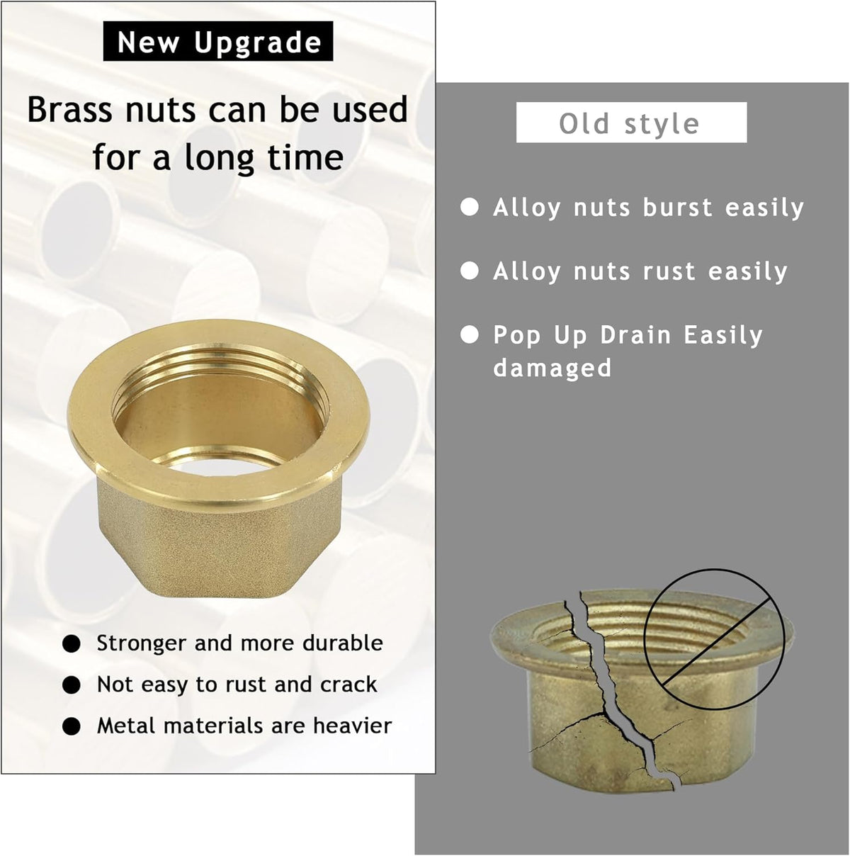 Bathroom Sink Drain, 2 Pack Gold Drain Stopper Without Overflow,Pop Up Drain Assembly Without Detachable Strainer Basket,Built-in Anti-Clogging Strainer,Stainless Steel