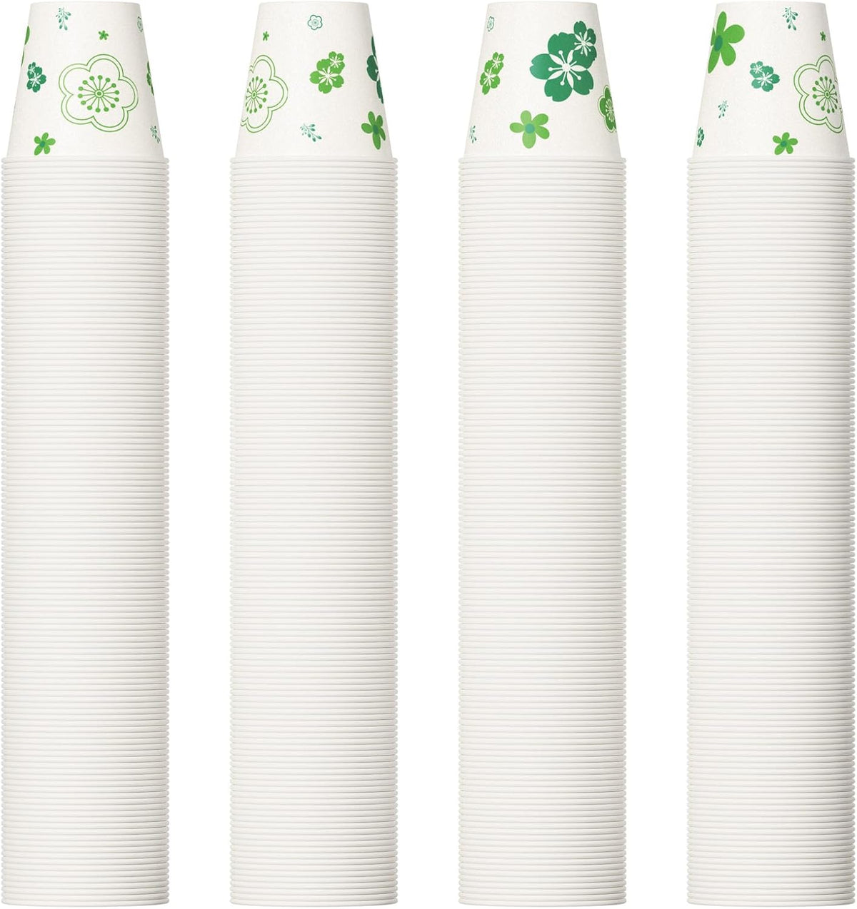 [600 Pack] Paper Cups, 3oz Disposable Bathroom Cups, Mouthwash Cups, Cold Disposable Drinking Cup for Party, Picnic, BBQ, Travel, and Event, Green Floral