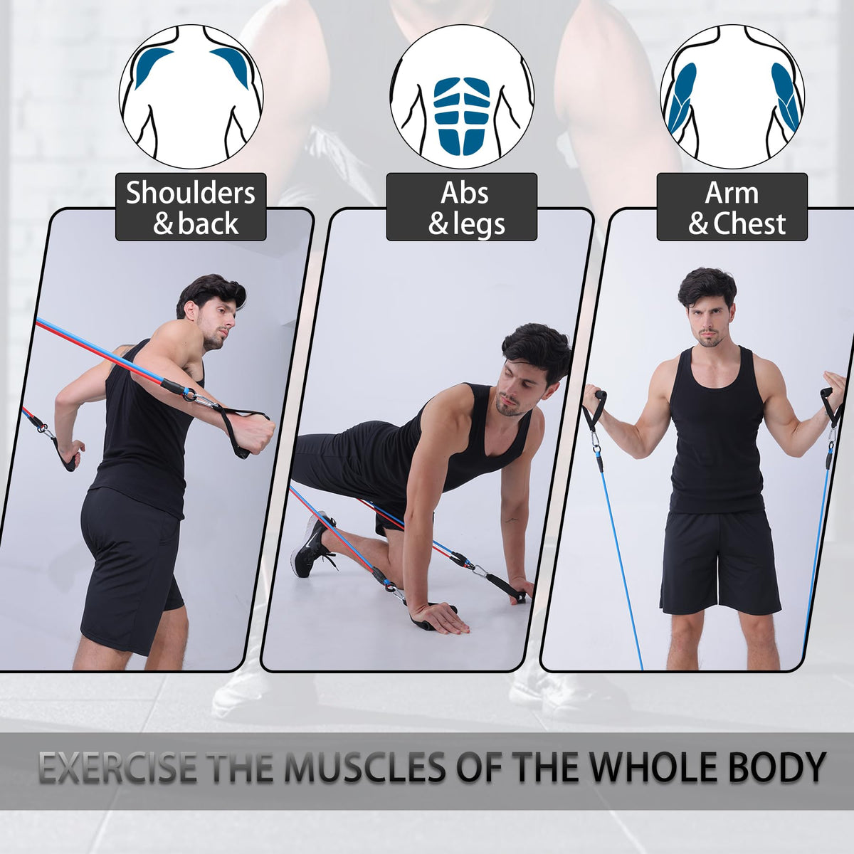 Resistance Bands Set with Handles and Door Anchor for Home Workouts