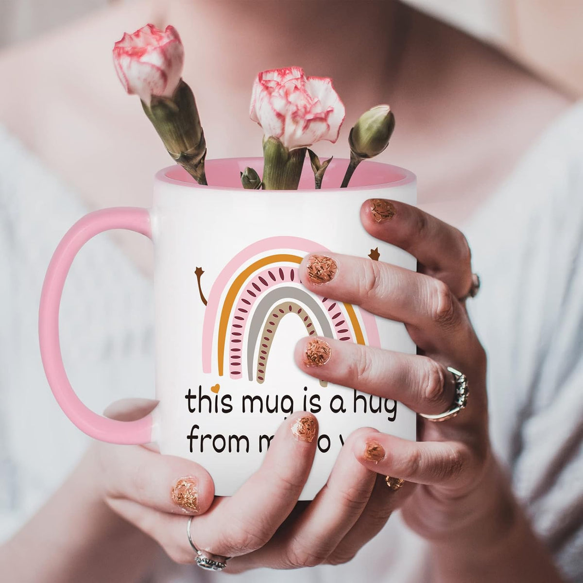 Cabtnca Friendship Hug Mug - This Mug Is A Hug From Me To You - Encouragement Inspirational Gift for Women, Best Friend, Mom, Coworker - Birthday, Mother's Day, Christmas - 11Oz