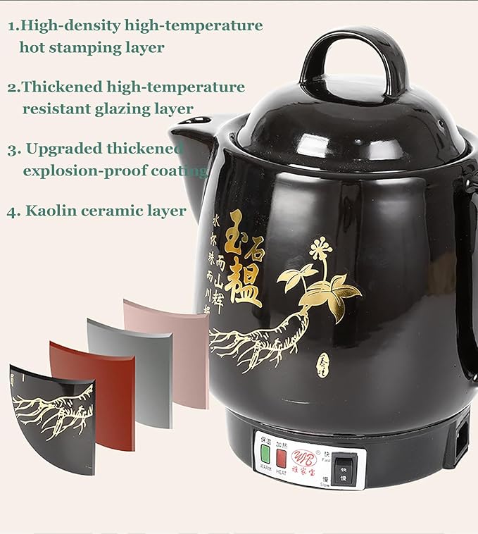 Electric Smart Herbal Pot, Automatic Chinese Medicine Decoction Pot, 3 Temp Modes (Boil/Simmer/Warm), Auto Shut-Off & Boil-Dry Protection, for TCM, Herbs, Tea