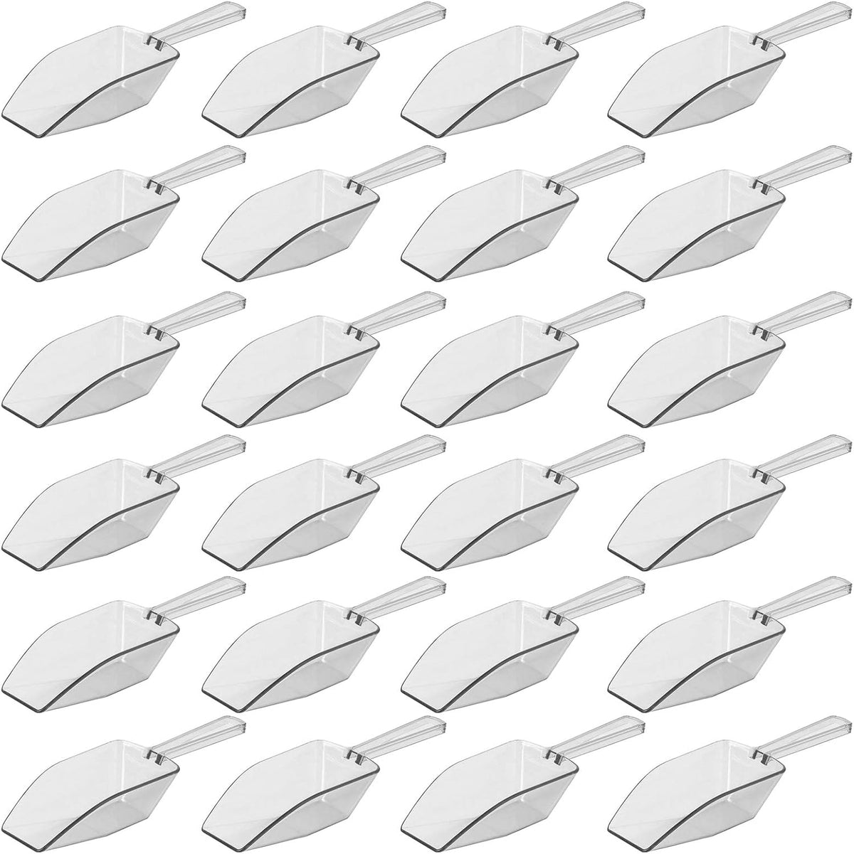 Clear Mini Plastic Acrylic Scoops 24 Pcs | 5.5” Kitchen Scoop | Wedding Desserts | Candy Buffet, Ice Cream, Protein Powders, Coffee, Tea, Flour (24 Pack, 5.5")