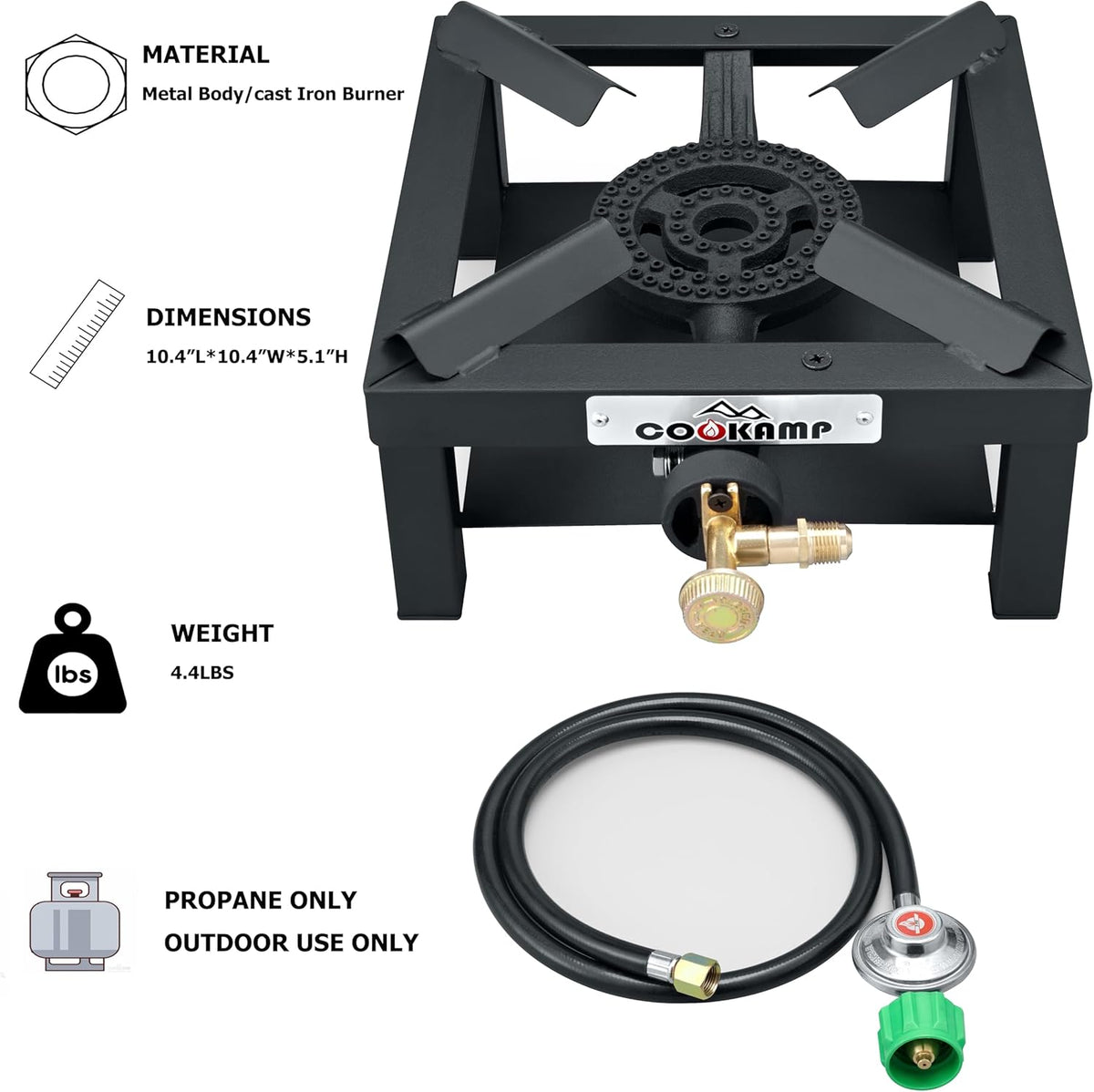 Propane Burner Angle Iron Camp Stove with CSA Listed Regulator and 4ft Hose (SA1200v2)