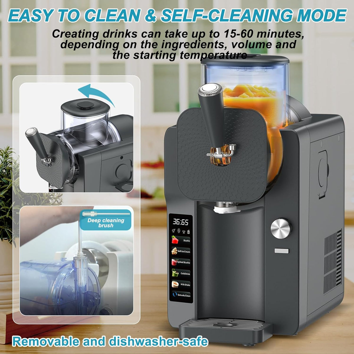 Ice Cream Maker, Slushie Machine for Home, Slushy Machine 70 oz Margarita Machine with 6 Preset Programs for Ice Cream,