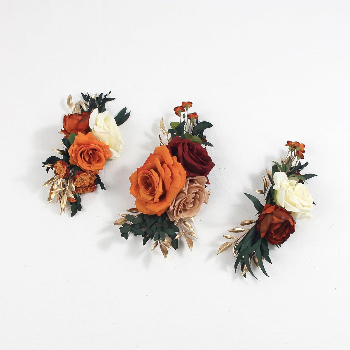 Rinlong 3Pcs Pre-made Cake Topper Cake Decorating Flowers for Cake Decor Boho Burnt Orange Fall Cake Flowers for Wedding Baptism Birthday Party Bridal Baby Shower