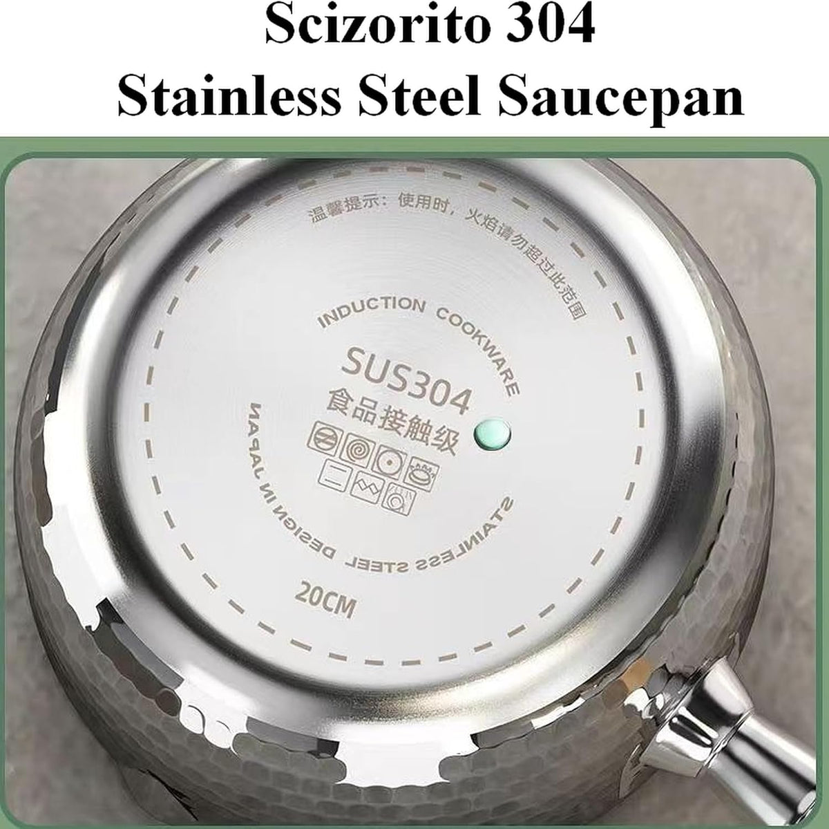Thickened 304 Stainless Steel Pot, Solid Wood Anti Scald Handle With Hook, Multifunctional Sauce Pot with Inverted Mouth, Milk Pot, Cooking Pot (1.7 Quarts)