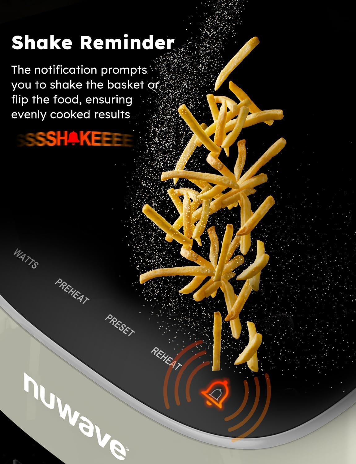 Nuwave Brio Plus 8 Qt Air Fryer, PFAS Free, New & Improved, Digital Touch Screen, Cool White Display, 50°F~400°F in Precise 5°, 5 Cook Functions, 100 Presets & 50 Memory, 3 Wattages 700, 1500, 1800