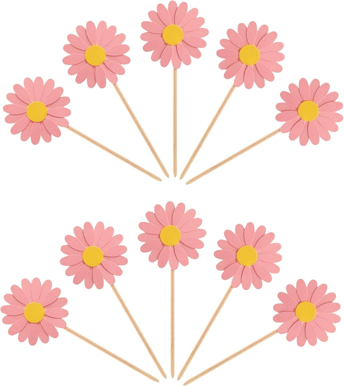 24Pcs Daisy Cupcake Toppers Daisy Flower Party Picks Spring Daisy Toothpicks Chrysanthemum Food Picks Girls Baby Shower Birthday Wedding Party Decorations Pink