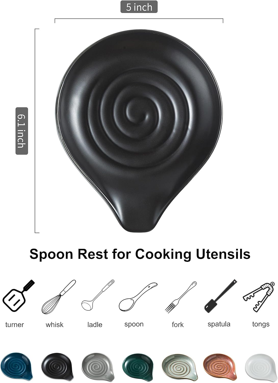 LAUCHUH Spoon Rest, Cooking Spoon Holder for Stove Top Large Kitchen Spatula Holder for Spoons, Ladles, Tongs, Christmas, Set of 2, Black