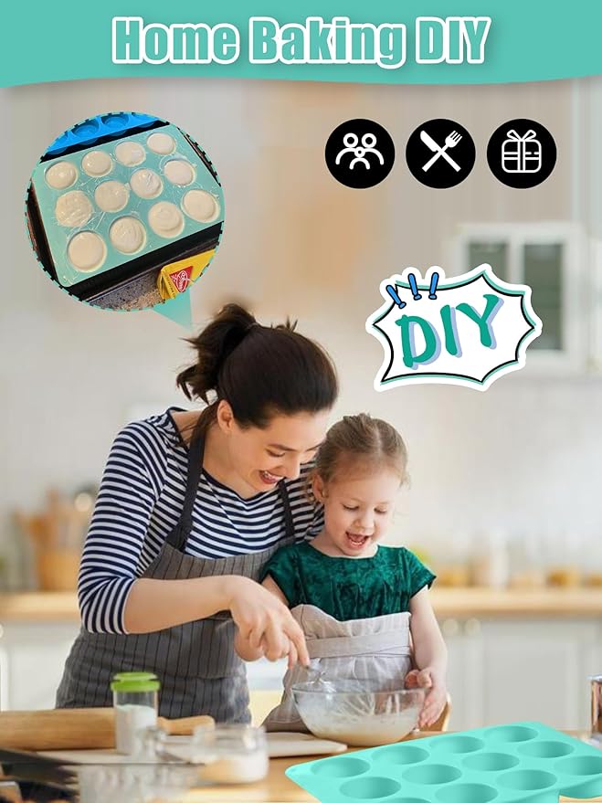 2 Pcs Oreo Chocolate Cookie Silicone Molds, 12-Cavity Round Silicone Mold, Baking Mold for Oreo, Chocolate, Cookie, Candy, Mini Cake, Jelly, MuffinCakes