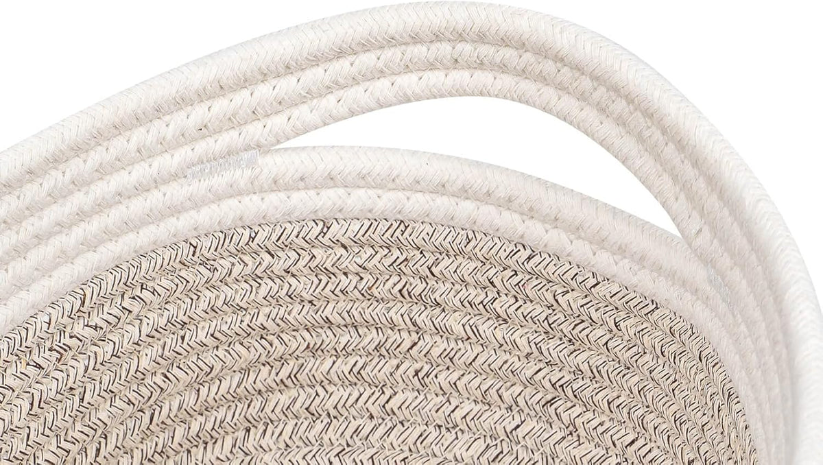 CubesLand Baskets for Shelves Storage,Cube Shelf Closet Storage Bins Set 3,Long-lasting &Skin-friendly Toy Basket Bin,Stylish Room Decor Basket,Woven Off White/Light Brown