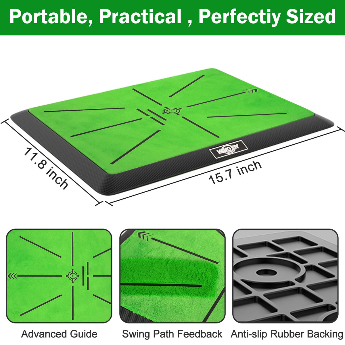 MONOJOY Golf Mat Practice Indoor/Outdoor with Replaceable 15.7"x11.8" Pads