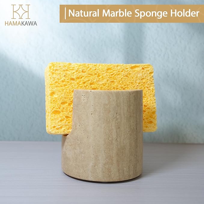 Natural Marble Travertine Sponge Rack, Beige Sink Storage Rack Suitable for Kitchen Countertops, Drying Rack, Sink Organizer