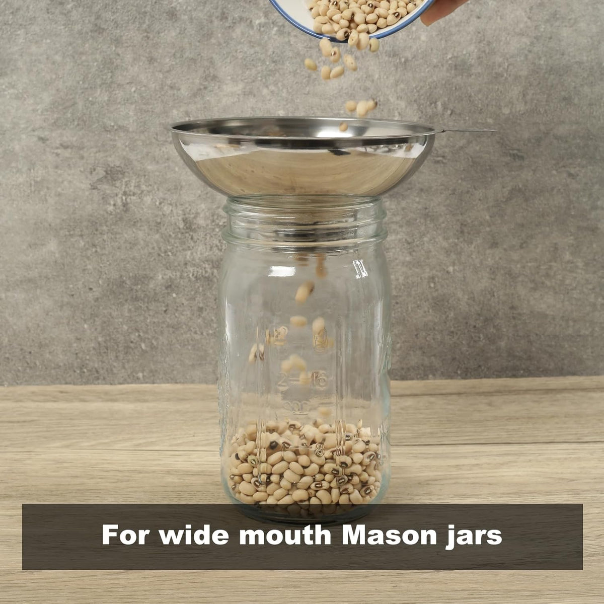 5.7 Inch X 2.78 Inch Mouth Metal Canning Funnel for Wide Mouth Mason Jars - Stainless Steel Wide Mouth Funnel for Kitchen Filling（Wide-mouth funnel without filter）