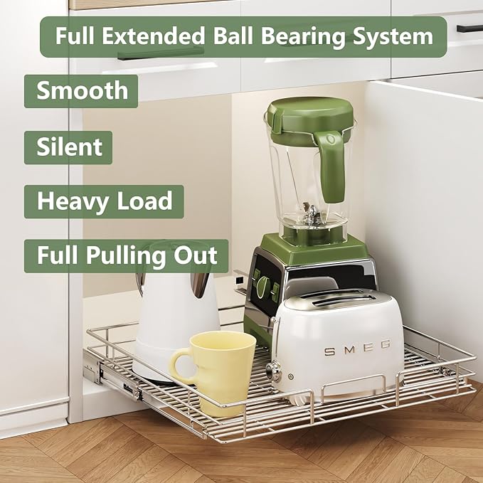 LOVMOR Pull Out Cabinet Organizer 25½" W x 21½" D, Kitchen Cabinet Pull Out Shelves Slide Out Storage