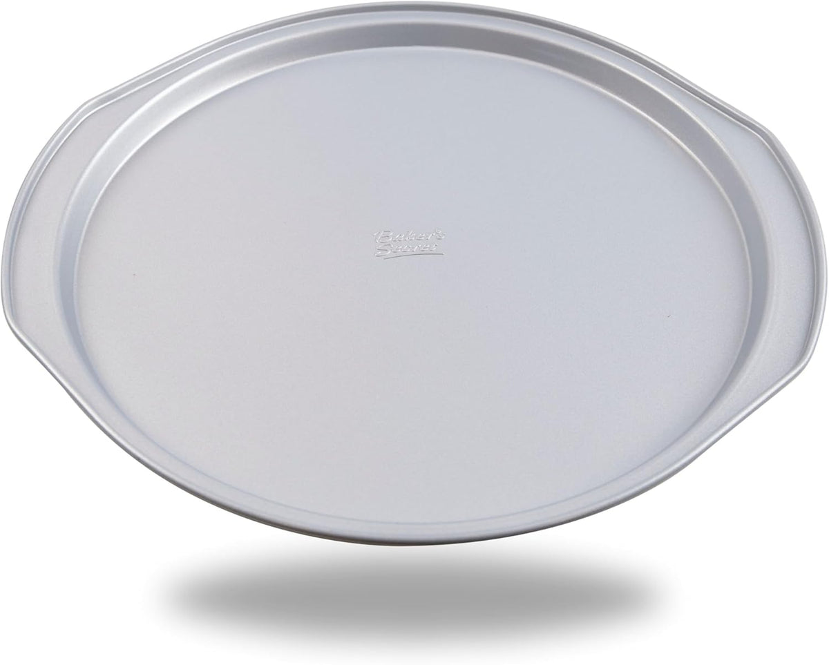 Baker's Secret 2pcs Pizza Pan for Oven 14", Baking Area 12", Aluminized Steel Pizza Baking Pan, 2 Layers Non-stick Coating Easy Release, Dishwasher Safe, Chemical Free No PFOA, PFAS, PFOS, and PTFE