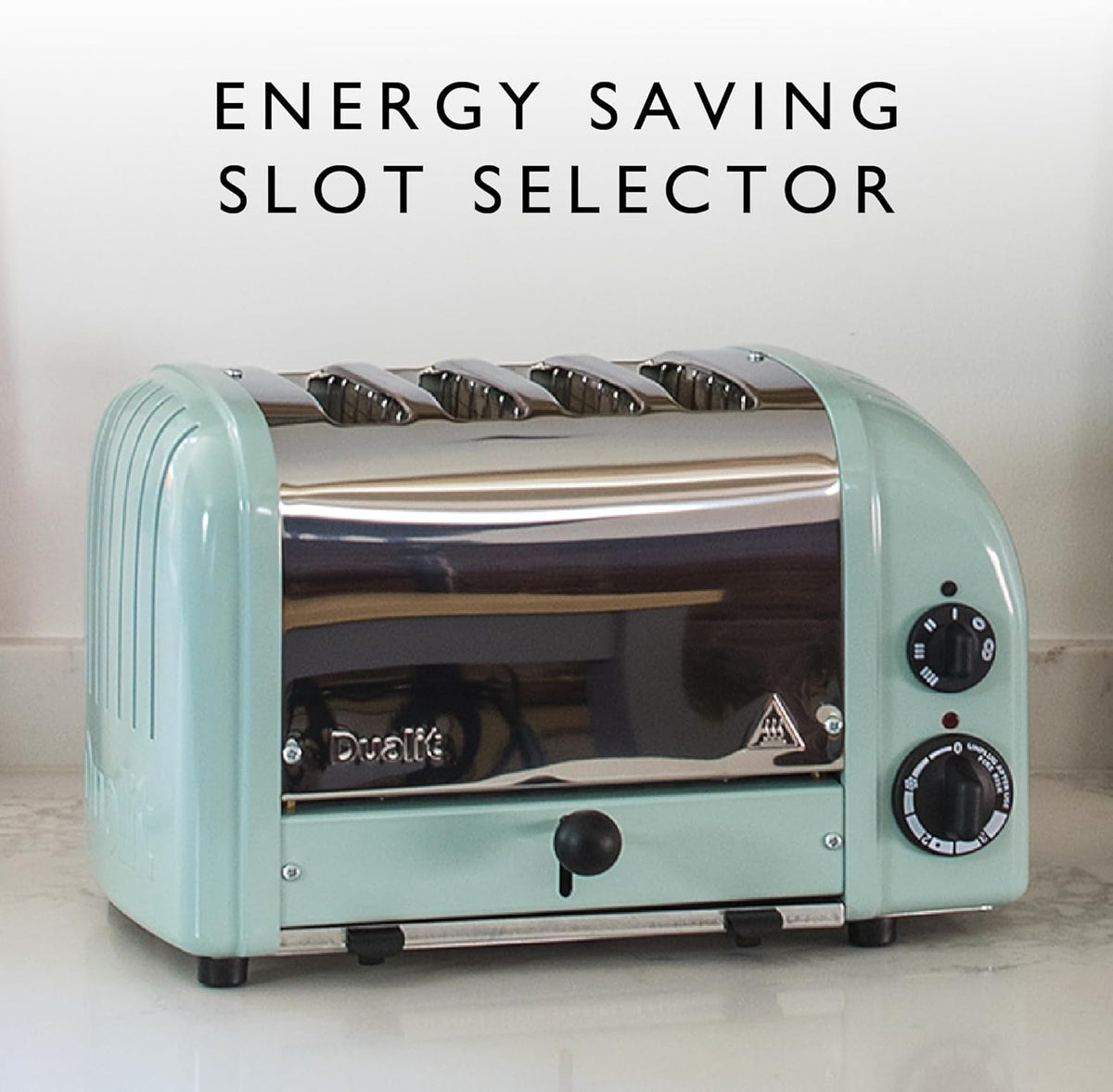 Dualit Classic 4 Slice NewGen Toaster - Stainless Steel - Hand Built in the UK - Replaceable ProHeat elements - Defrost Bread - Mechanical Timer - Eucalyptus Classic Toaster