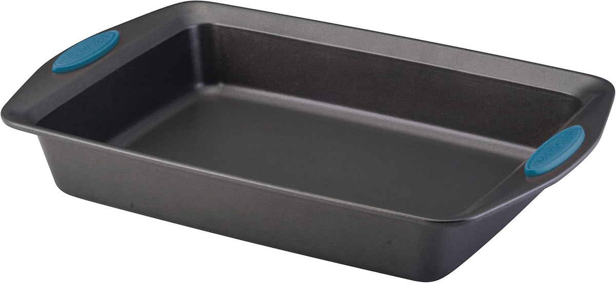 Rachael Ray Yum -o! Nonstick Bakeware Baking Pan With Grips / Nonstick Cake Pan With Grips, Rectangle - 9 Inch x 13 Inch, Gray