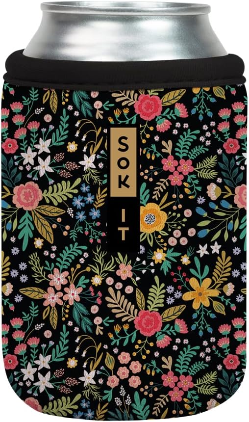 Sok It CanSok Sleeve for Beer & Soda Insulated Neoprene Cover (English Garden Picnic, 12oz Can Sleeve)