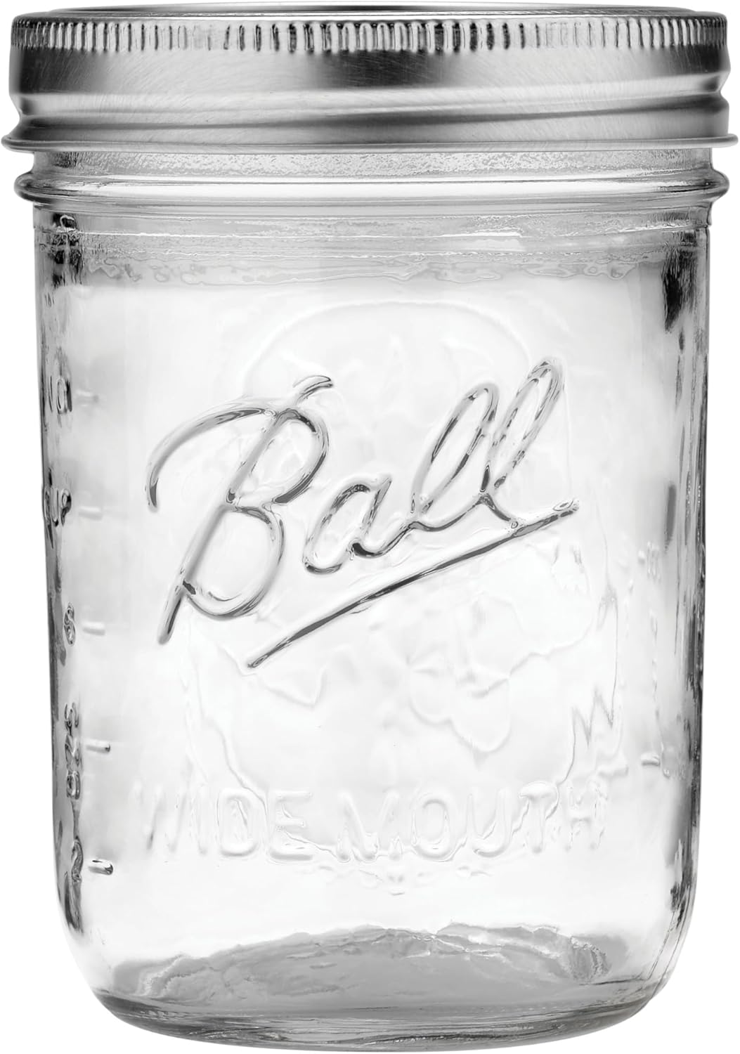Ball Jar with Lid and Band - Pick Your Size and Color (Clear, Wide Mouth Pint - 16 oz.) Pack Of 2