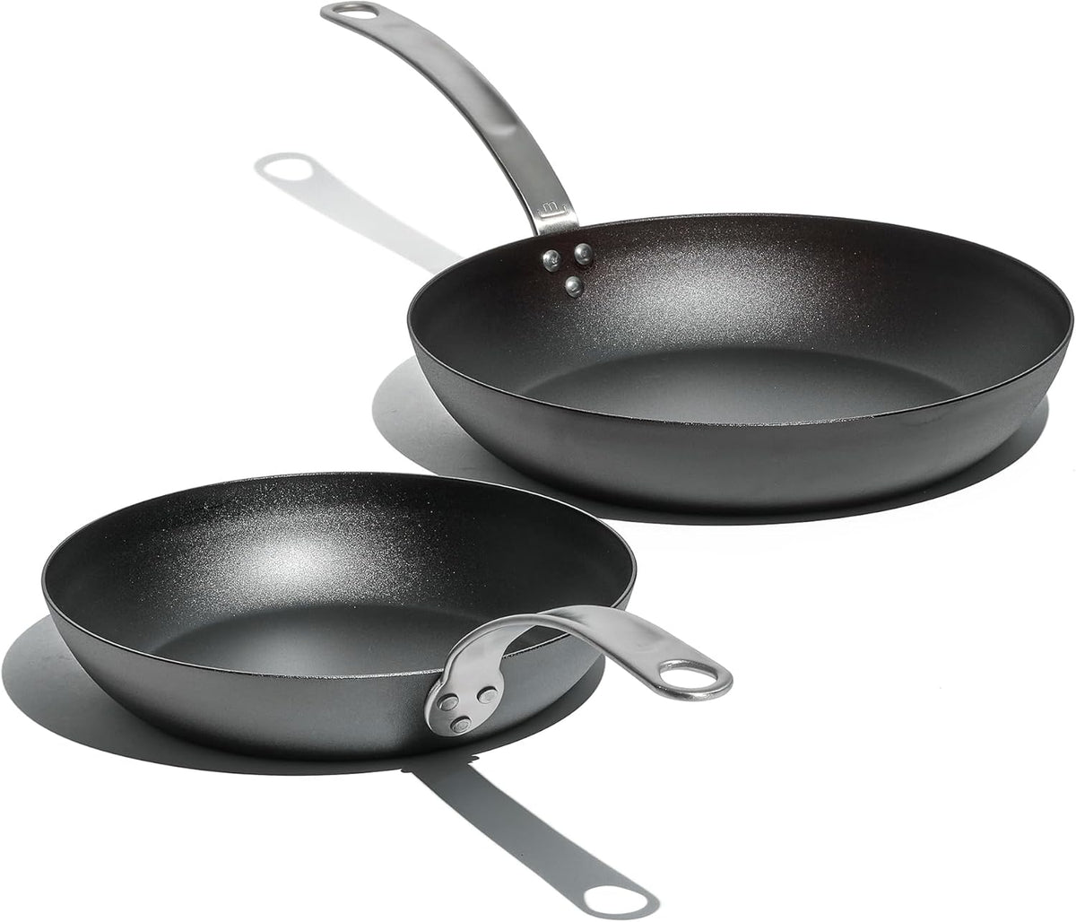Made In Cookware - 2 Piece (Includes 10",12") Seasoned Carbon Steel Frying Pan - (Like Cast Iron, but Better) - Professional Cookware - Crafted in Sweden - Induction Compatible