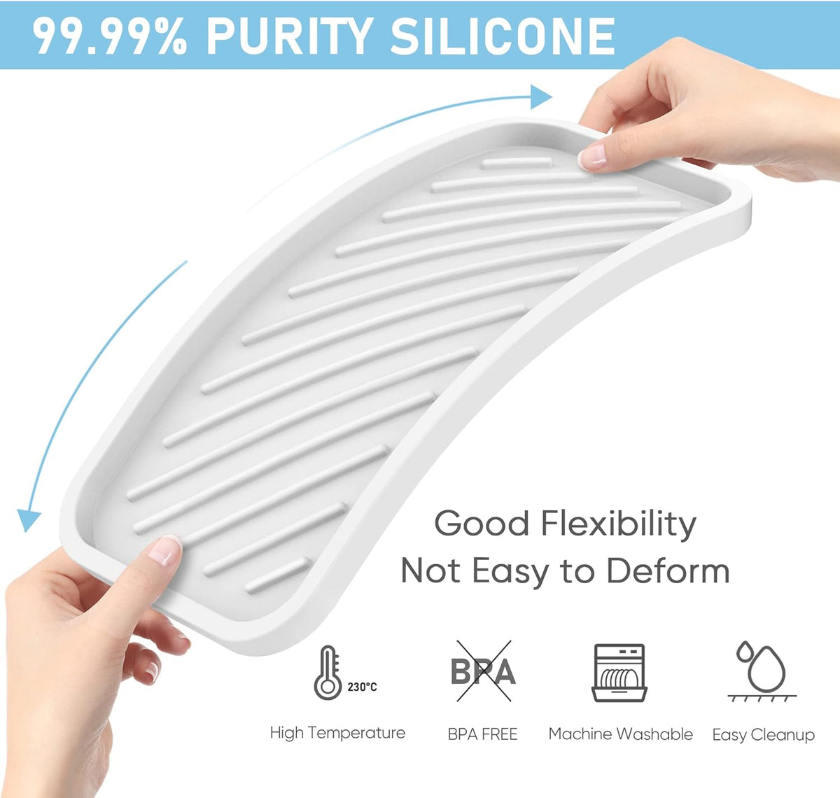 EG-SIPRO Silicone Sponge Holder, Large 10" Kitchen Sink Organizer Tray, Sponge Caddy, Dish Soap Holder, Scrubber, Soap Dispenser, Scouring Pad