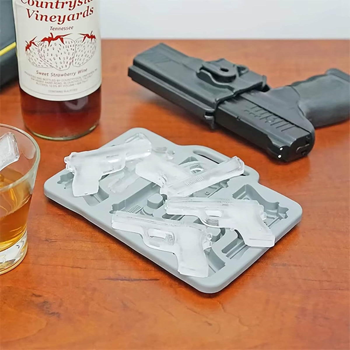 Pistol Ice Cube Mold Ice Cube Tray Mold Ice Cream Maker Chocolate Cake Baking Cakesicle Molds 3D Gun Shape Cold Drink DIY Whiskey Wine Ice Maker Accessories