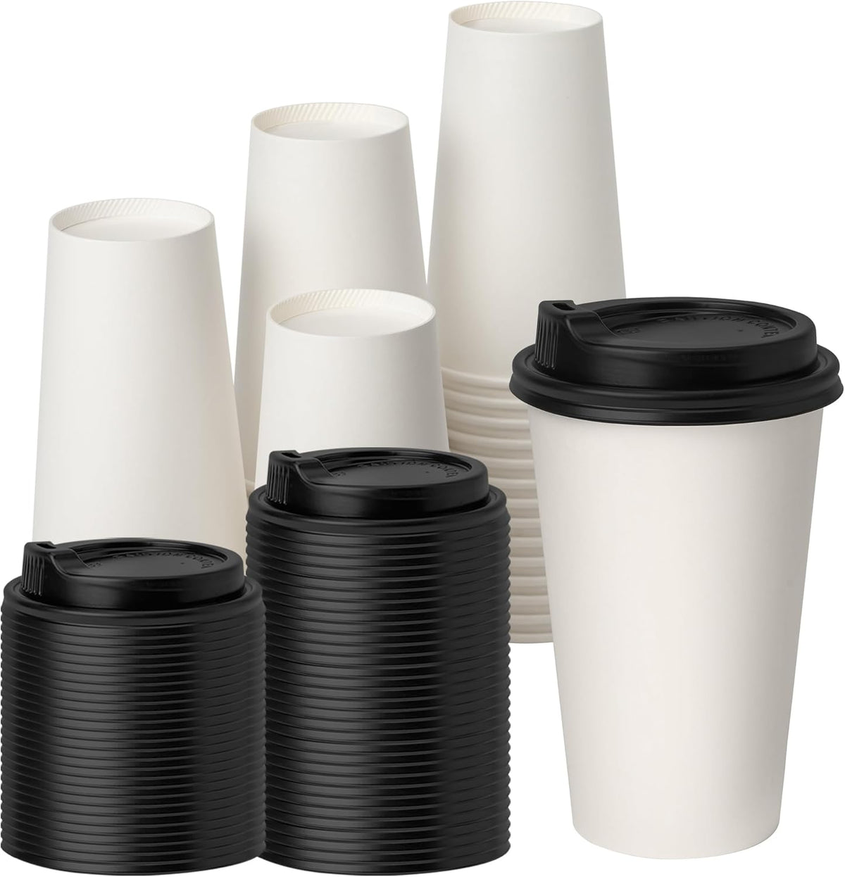 YEEHAW 100 Pack 16 oz Disposable Coffee Cups with Lids, Heat & Leak-proof Paper Cups, to Go Coffee Cups for Hot & Cold Beverage