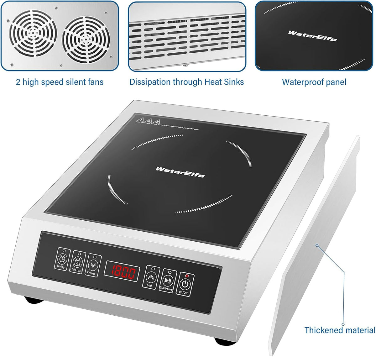 Professional Portable Induction Cooktop,1800 Watts 120V Commercial Range Countertop Burner, 1800 Watts Induction Burner with Sensor Touch and LCD Screen Low noise, timed