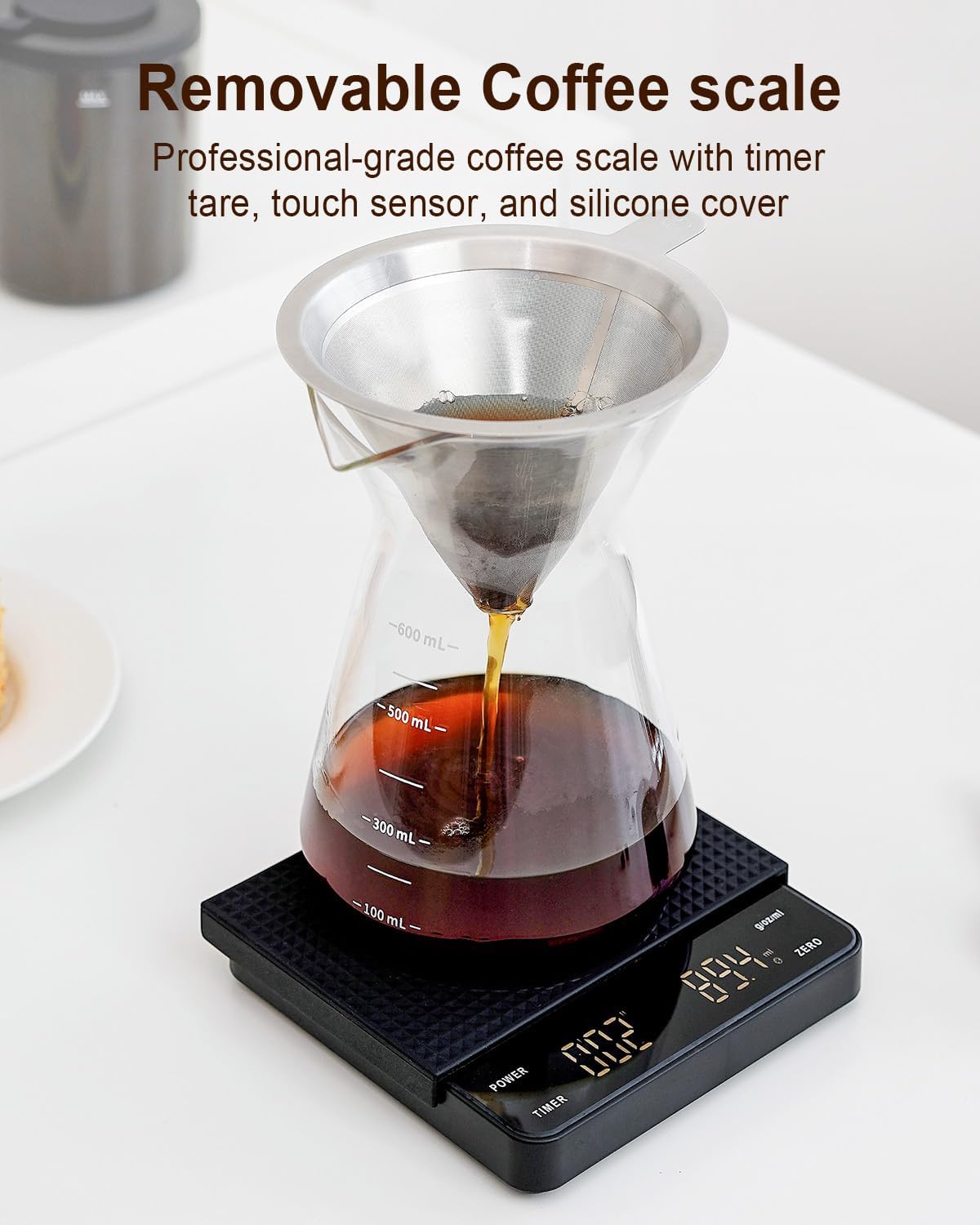 MOKKOM Coffee Grinder with Removable Coffee Scale via Bluetooth Connectivity, Anti-static Conical Burr Coffee Bean Grinder, 31 Precise Settings for French Press/Cold Brew/Pour Over/Drip/Espresso