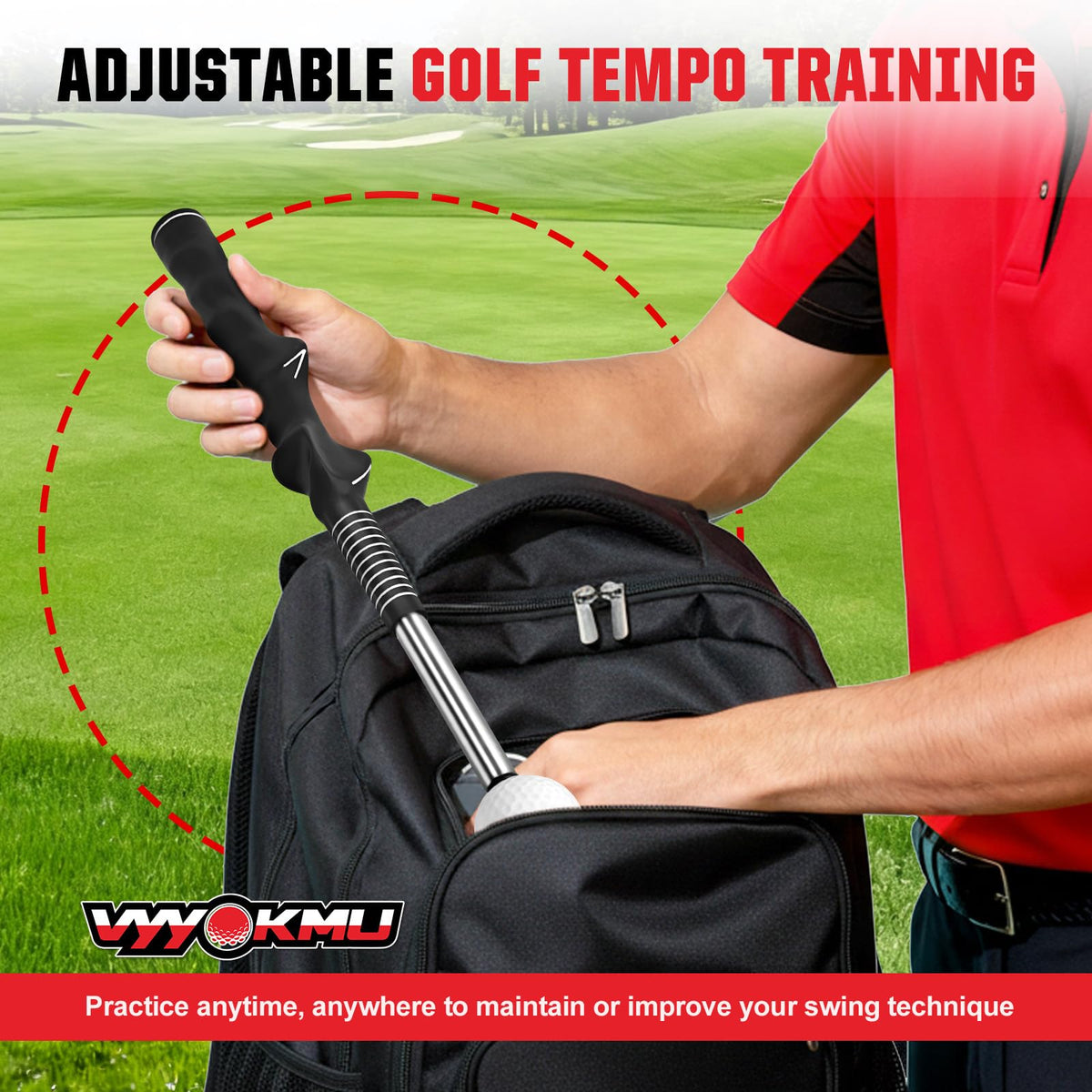 VYYOKMU Tempo Stick Golf for Right Hand, Retractable Golf Swing Trainer