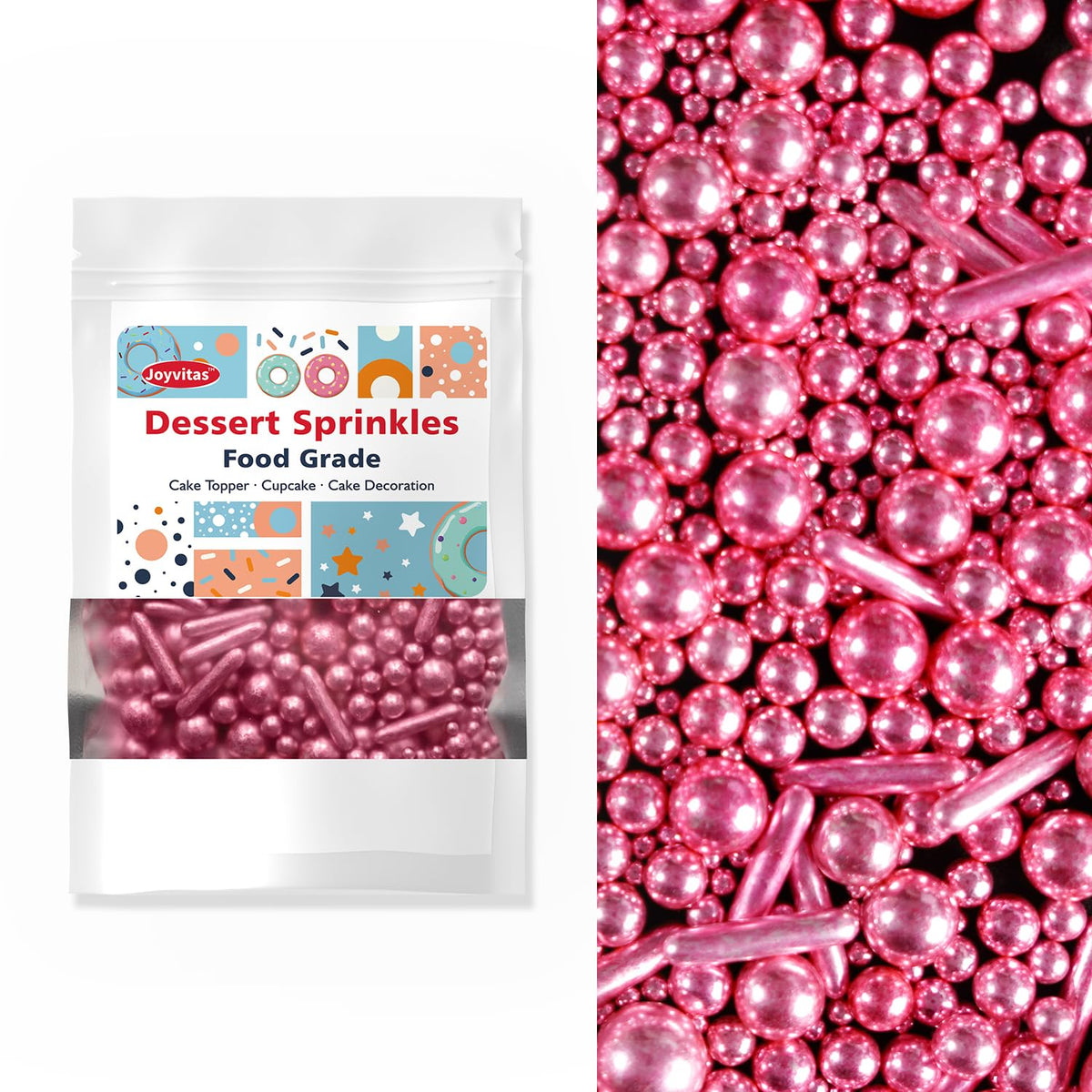 Rose Gold Pearl Rods Sprinkles, Baking Sprinkles for Cake Decorating, Mix Size Sugar Candy For Donut, Cupcake Topper, New Year, Holiday, Wedding Party Supplies, 150g/5.29oz