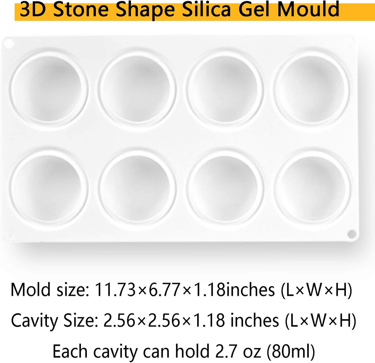 OCPO Kitchen 3D Stone Silicone Mold for Baking Mousse Cake French Dessert Pastry Chocolate Pudding Cupcake, Stone Shape (8-Cavity)