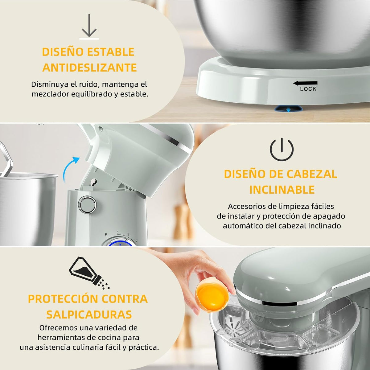 Electric Stand Mixer,660W 10 Speeds Tilt-Head Food Mixer, 3-IN-1 Kitchen Mixer for Daily Cooks with 6.5 QT Bowl,Dough Hook, Beater, Whisk (Morandi Green)
