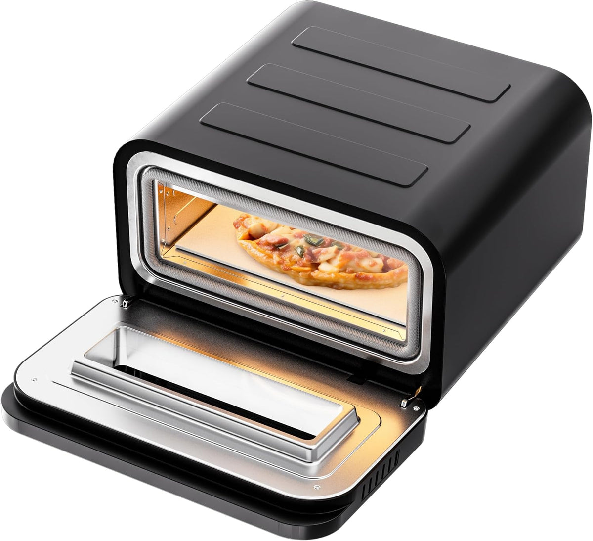 1700W Countertop Electric Pizza Oven, Heats to 840℉ with Presets, 60-Minute Timer, Includes Pizza Stone & Peel, Indoor Outdoor Pizza Maker
