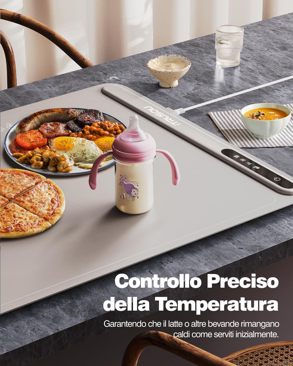 Electric Warming Tray - Full Surface Heating,Rollable & Portable,Premium Silicone Nano-Material,3 Temperature Settings,Auto Shut-Off -Versatile Food Warmer for Gatherings,Parties,Everyday Use