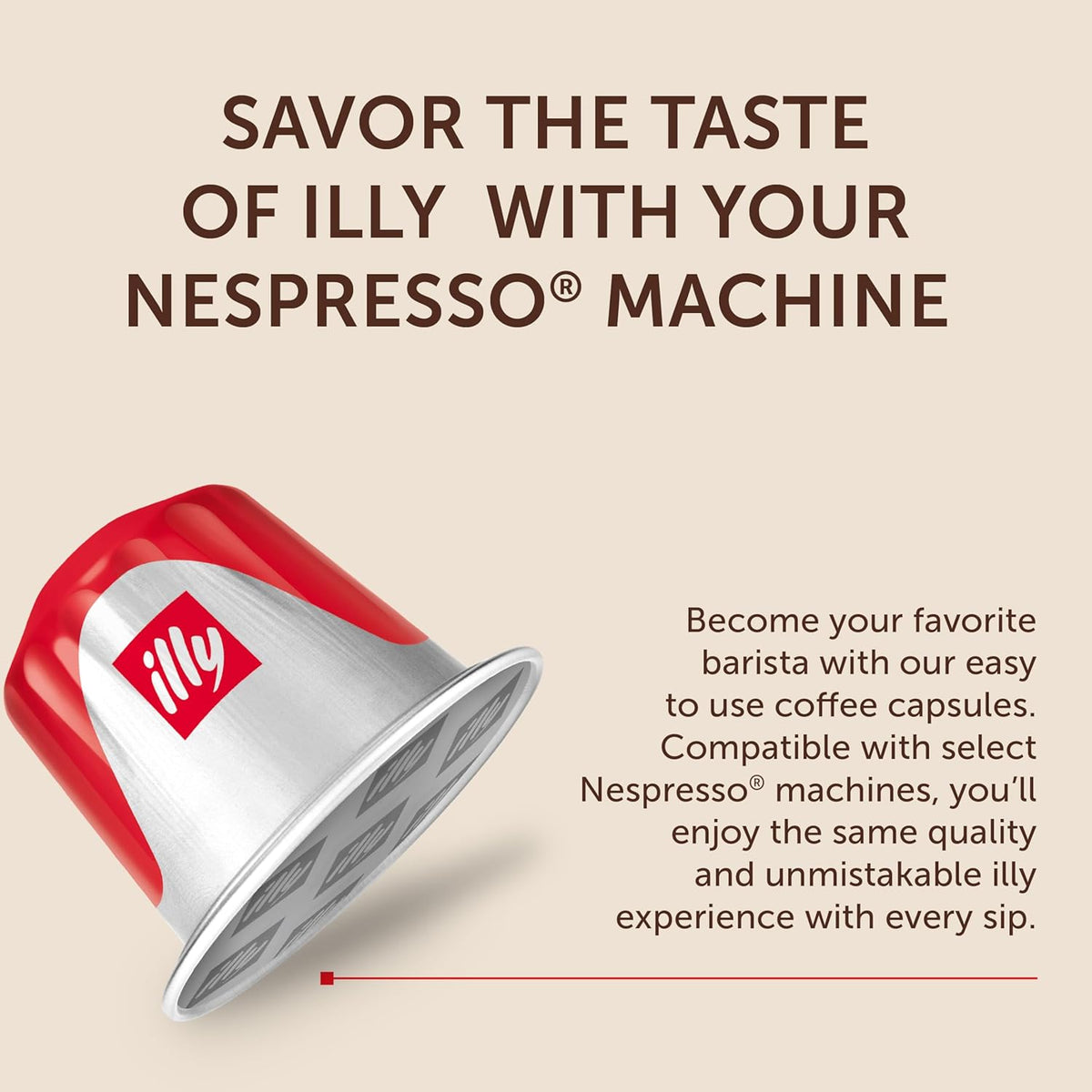 illy Aluminum Espresso Capsules - Compatible with Nespresso Machines - Classico Medium Roast Coffee- Mild&Balanced-Notes of Caramel,Orange Blossom&Jasmine Single Serve Capsules - 10 Count (Pack of 5)