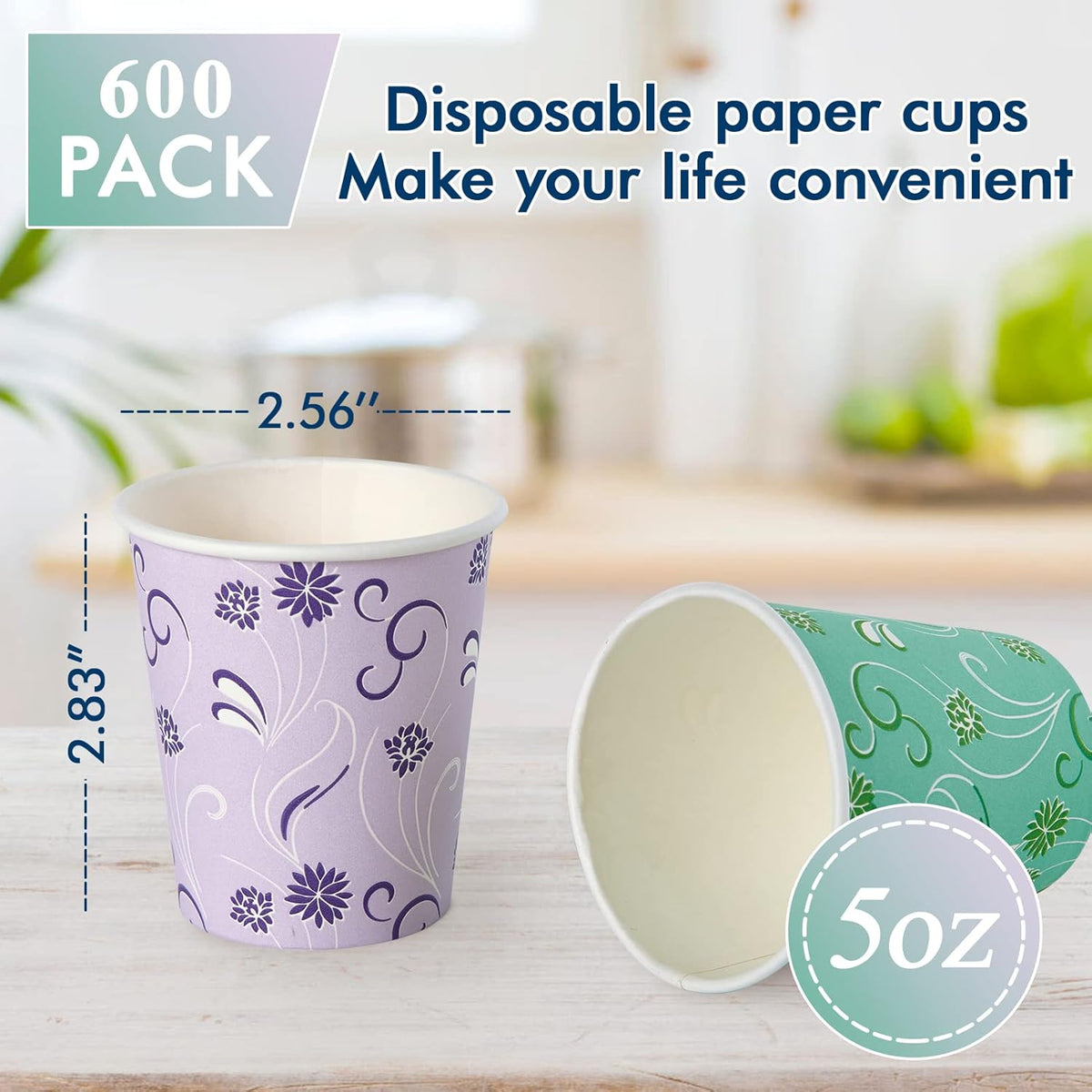 600 Pack 5oz Paper Cups, Bathroom Cups, Colorful Disposable Cups, Mini Mouthwash Cups, Hot Drinking Cup for Travel, Party and Event