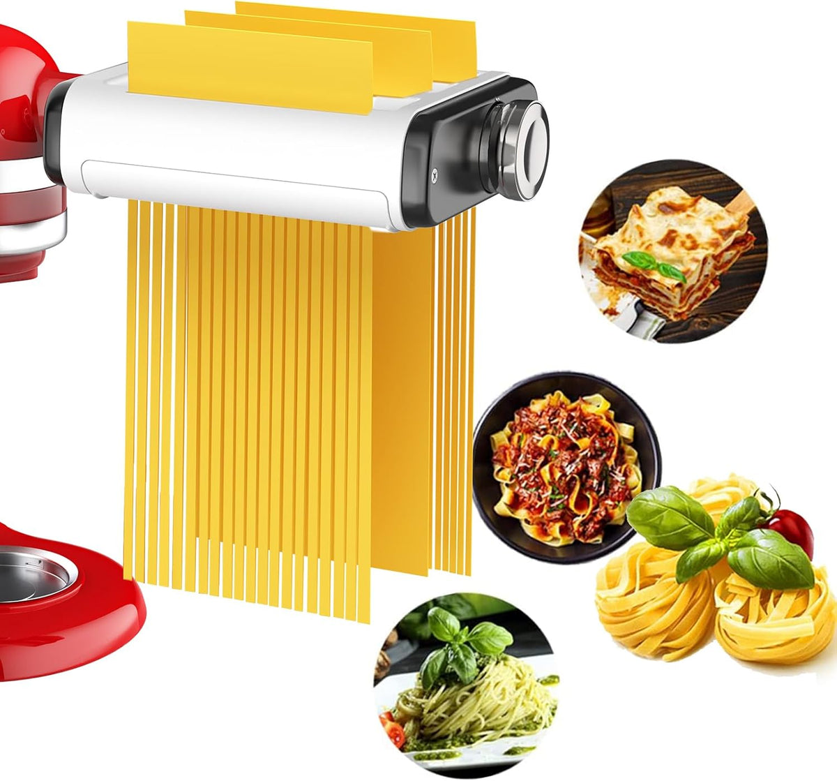 Pasta Maker Attachment for All Kitchenaid Mixers, Noodle Maker Kitchen Aid Mixer Accessories 3 In 1 Including Dough Roller Spaghetti Fettuccine Cutter - Homemade Fresh Pasta Easily!