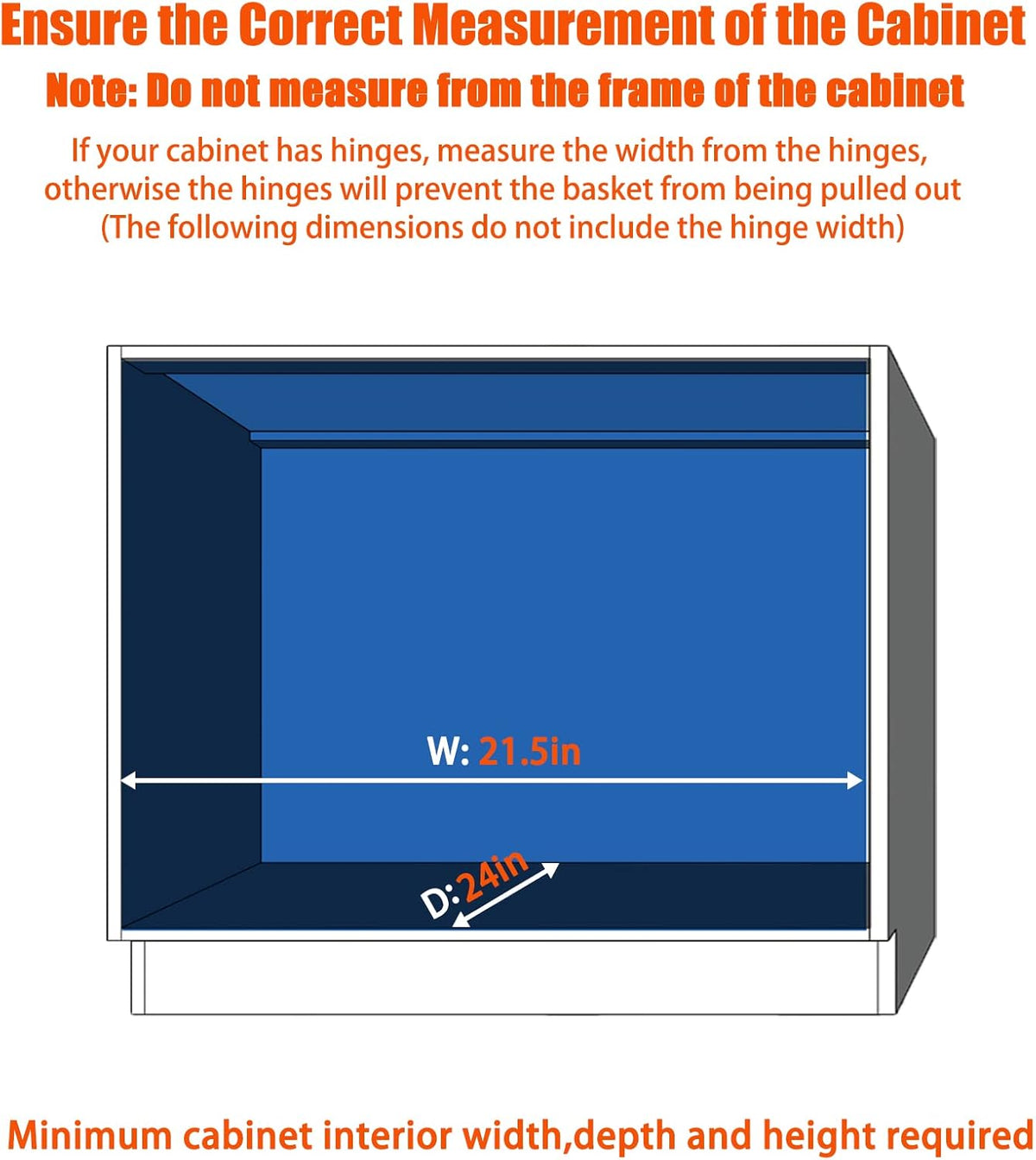 ROOMTEC Pull Out Cabinet Organizer, Cabinet Pull Out Shelves 20" W x 21" D, Heavy Duty Cabinet Drawers Slide Out Kitchen Cabinet Organizers Storage Shelf