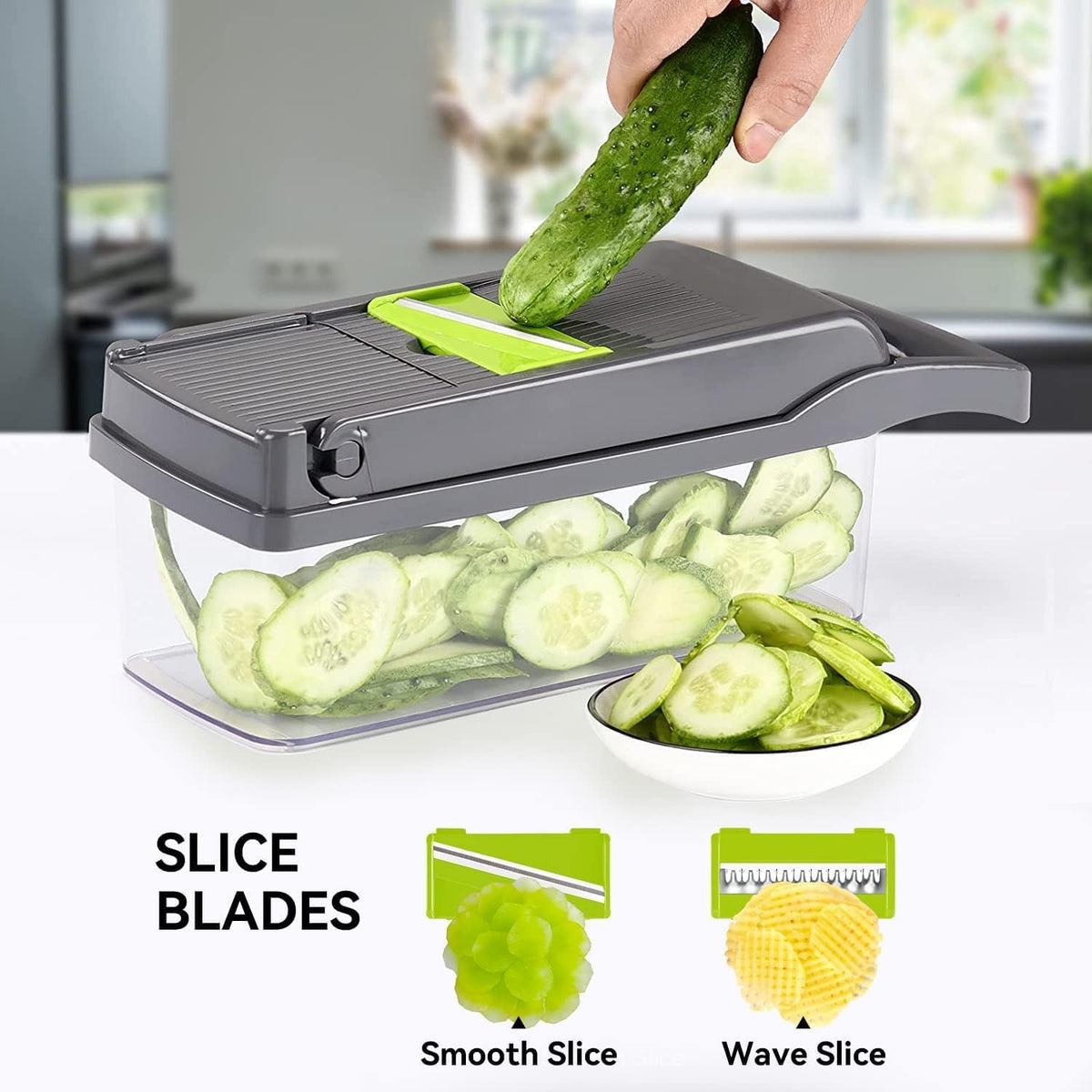 Multi-Function Vegetable Chopper Onion Micer Chopper 12 in 1 Pro Veggie Slicer Dicer Cutter with Container for Potatoes, Tomatoes, Zucchini, Garlic, Eggs, Cucumbers