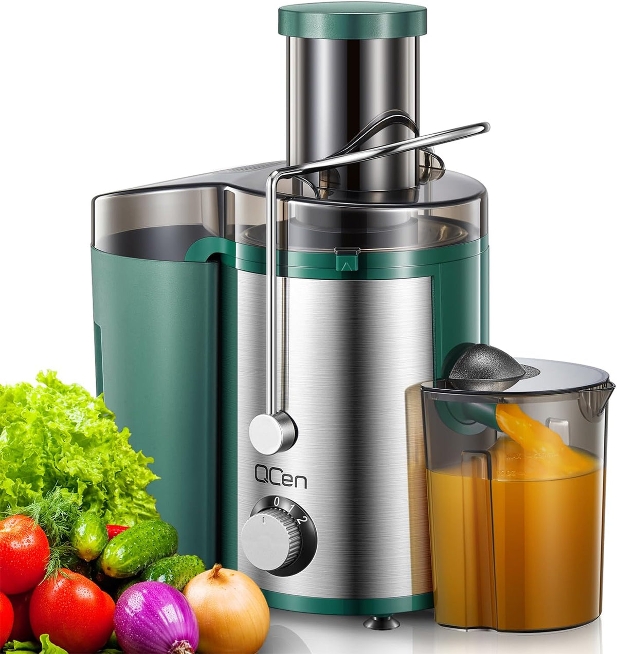 Juicer Machine, 800W Centrifugal Juicer Extractor with Wide Mouth 3” Feed Chute for Fruit Vegetable, Easy to Clean, Stainless Steel, BPA-free (Green)